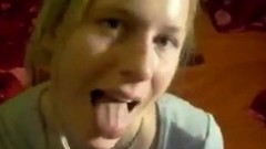 cum eating video: sister suck and eat cum from spoon