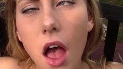 vaginal cumshot video: BLOND HAIR LADY YOUNG CUTIE WITH A HAIRY VAGINA FUCKS OUTDOORS - creampie
