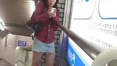 japanese pissing video: Japanese lady pissing in subway