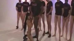 thai interracial sex video: Hot busty Thai girl in a blowbang sucks on hard cocks for cum