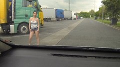czech voyeur video: Real blonde Czech hooker picked up between trucks for quick sex
