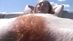 boat video: Just a hairy redhead bitch picked up on the beach for boat ride