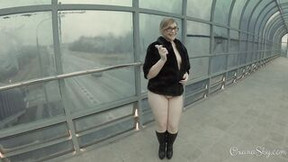 street video: Skank into an Overpass. Winter and Summer. Booty Plug and Oral Sex