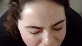messy facials video: Sloppy blowjob and facial