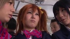 asian bus video: Group Chikan on Bus 3 School Girls couldn't Resist Temptation