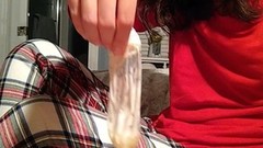 cbt video: Ruined Orgasm Fills Condom - Numbing Lotion CBT Handjob