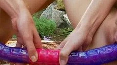 double toying video: Brutal double toy and russian lezzies