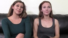 casting video: Mandy and Jamie Threeway want to share a hard delicious cock