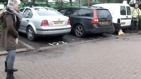 british in public video: Dexy mother i'd like to fuck voids urine herself in public and shows her booty to passing cars