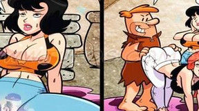 cartoon video: The Flintstones - Three-Way Pebbles Barnie and Betty Parody - FFM Anal Banged!