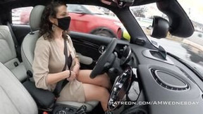 exhibitionist video: Stripping completely nude while driving