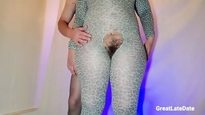 bodystocking video: Showing Off Her Hairy Pussy and Big Ass in Sexy Bodystockings