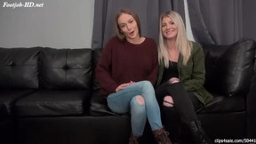sockjob video: Bratty Step Daughters Maia and Naomi Footjob Blackmail