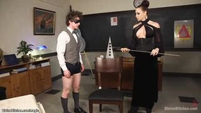 maledom video: Big Boobed female domination teacher pegging school girl
