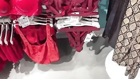 store video: Fitting lingerie and masturbation into the store