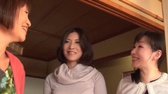 japanese threesome video: Horny Japanese women enjoy a lesbian threesome game