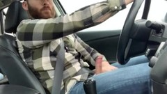 beard video: Bearded Uncut Guy Jerks in Car