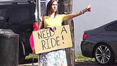 hitch hiker video: Super hot blonde hitch hiker gets outdoor fucking after being stranded