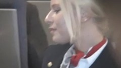 airport video: Flight attendant sucking a passenger's cock
