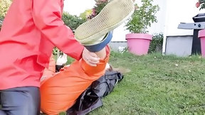 norwegian video: Fucking ex-wife outdoor inside oily rainwear and Hunter boots