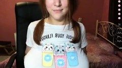 busty teen video: Fantastic stranded redhead teen flashing her big boobs