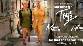 spanish hot mom video: Sexy big tits mature lesbians in the shopping mall.