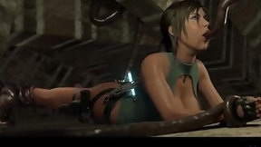 hentai bondage video: Lara Croft's First Time Bound Up double penetration Vibrator & Monster Cock Experience - 3D Animated