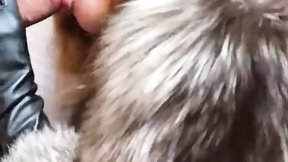 fur video: Bae hoe inside fox fur coat pounded rough pov