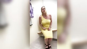 changing room video: mom changing can't keep her hands off her snatch!!