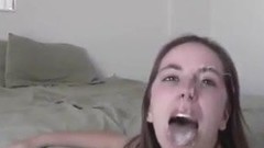 begging video: Cum craving nympho begs for facial blast
