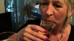 german granny video: Old mature milf make piss party with young boy