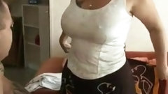 lady video: Busty lady spoiled the painter