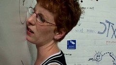 ugly video: Ugly four eyed woman sucks the dick through the gloryhole