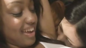 lesbian interracial sex video: Skinny Japanese Lesbian Enjoys Thick Black Girl