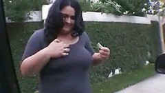 car video: BBW slutty girl accept money for quickie in the car