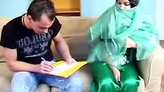 arab and white video: Beautiful Arab Girl Having Sex on Sofa wearing white thong