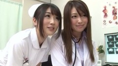japanese nurse video: Two Japanese nurses finger and toy another girl