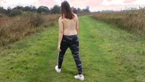 braless video: Just a little topless walk