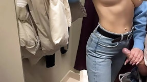 jeans video: Teen gets a creampie in the fitting room
