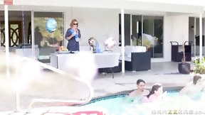 pool party video: Cougar Crashes Pool Party Tape With Brad Knight, Krissy Lynn - Brazzers Official