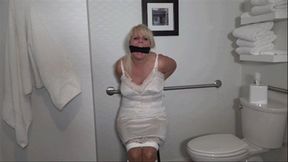 girdle video: MILF bound and gagged in her full slip and girdle