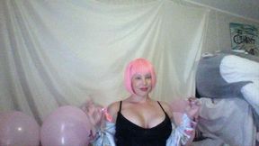 balloon video: Blowing up pink balloons no pop