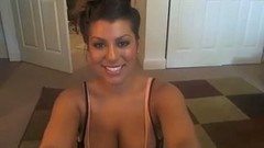 tanned video: My tanned girlfriend  takes off her bra and panties and masturbates in the shower