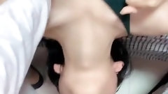 asian deepthroat video: Asian girl getting a throat fuck,  all the way in