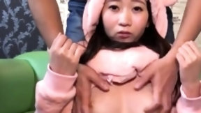 funny asian video: Sweet Japanese teen gets her shaved pussy toyed and fucked