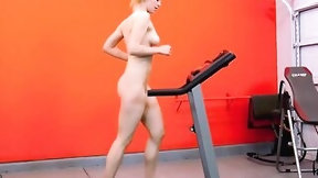 bicycle video: HAWT Exposed Gym Workout with Delilah Blue Nudist Exercise Bare Treadmill