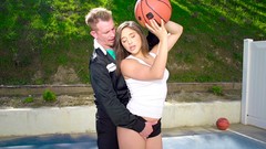 basketball video: Abella Danger seduces her coach while practicing basketball