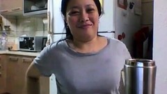 thai tits video: Skype Slut Miss Z Playing in Kitchen - Copy