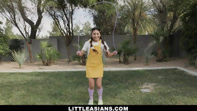 asian spanked video: Cute little Asian Fucked By her Neighbor Couple