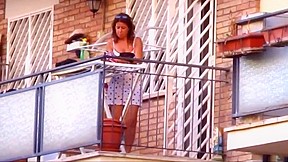 balcony video: spying neighbour milf with great legs on balcony